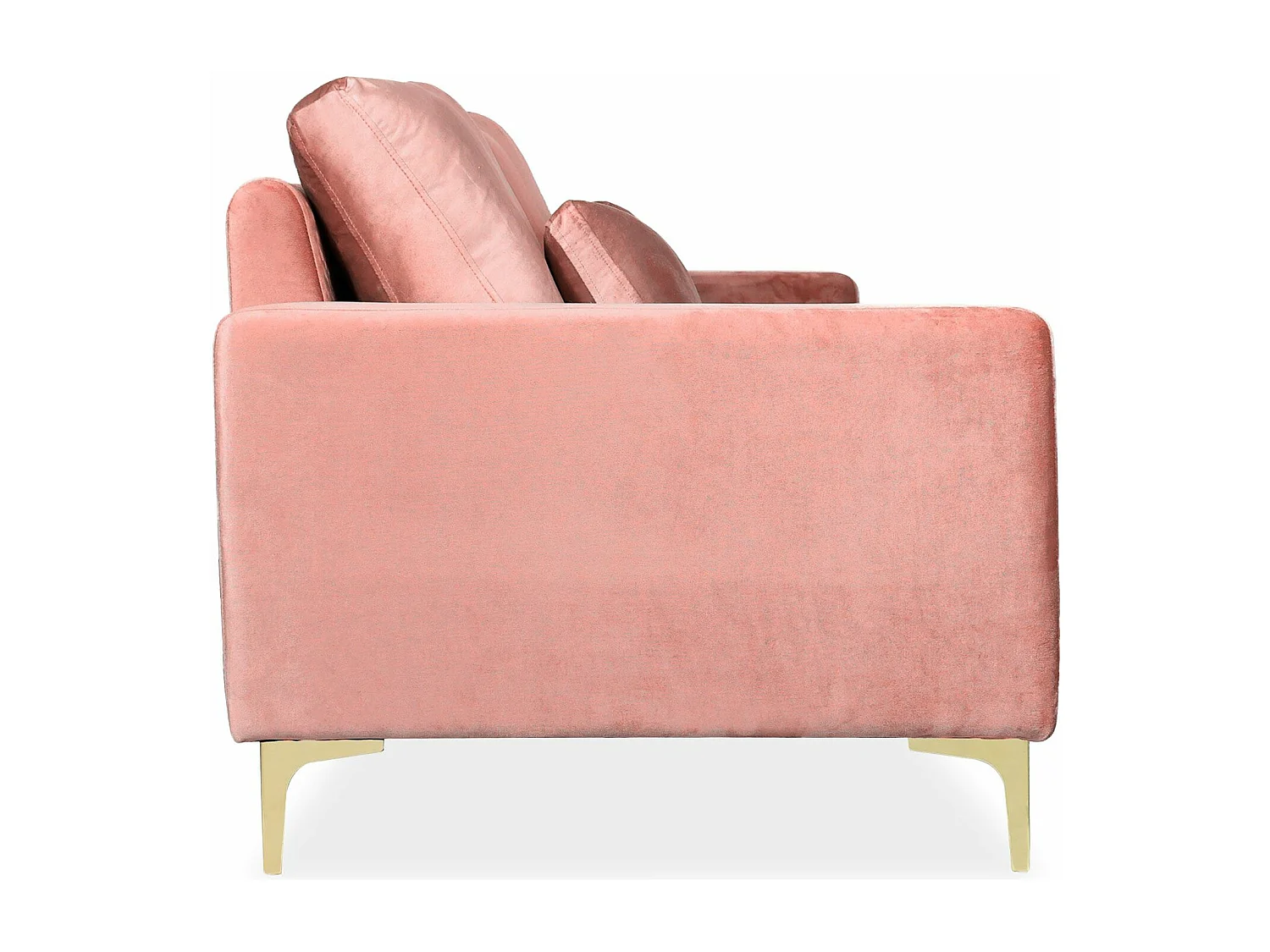 Canapé 3 places moderne pieds dorés Jeriko Velours Rose