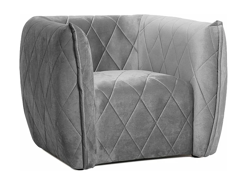 Fauteuil moderne revêtement matelassé Losania Velours Gris