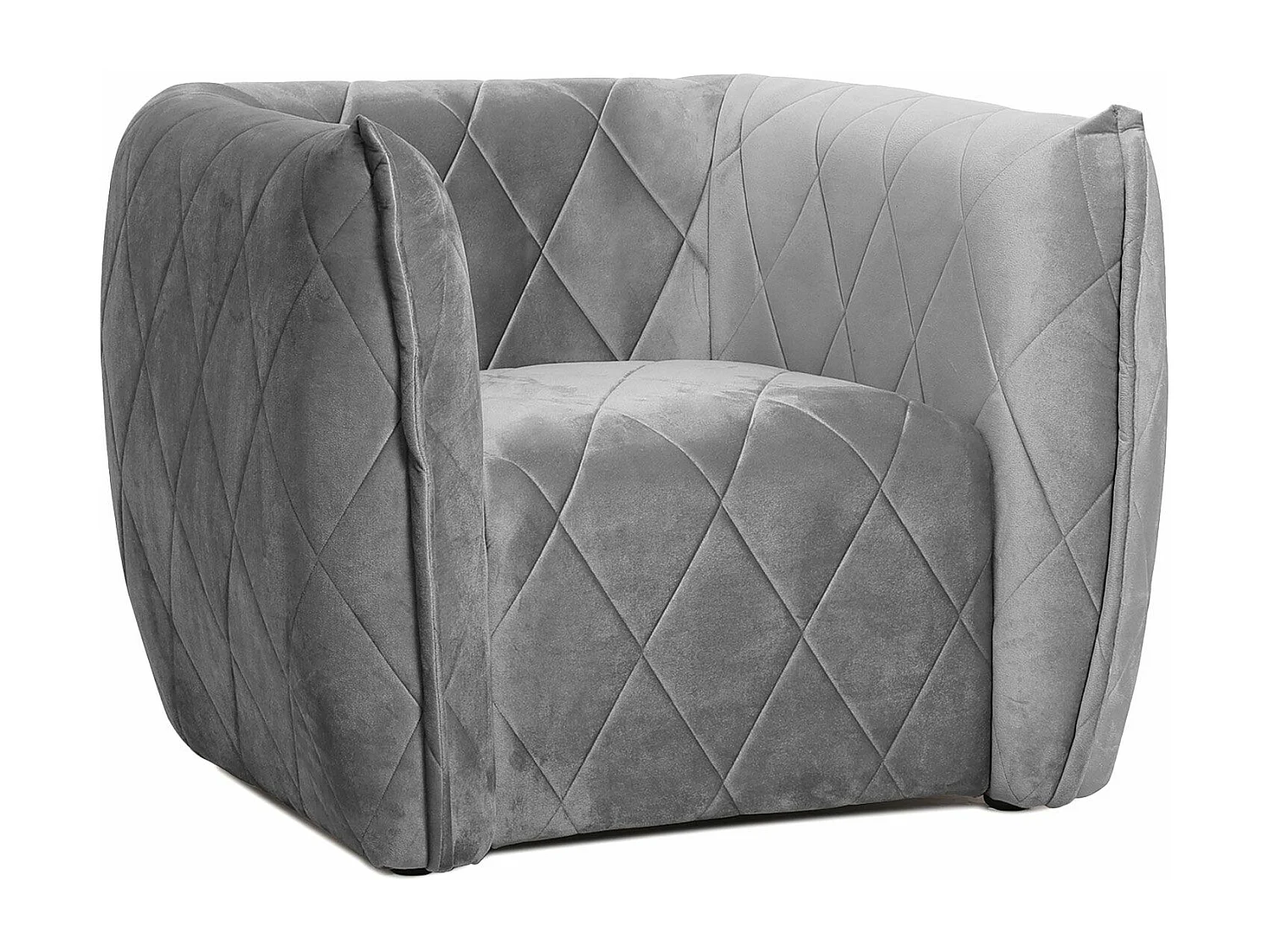 Fauteuil moderne revêtement matelassé Losania Velours Gris