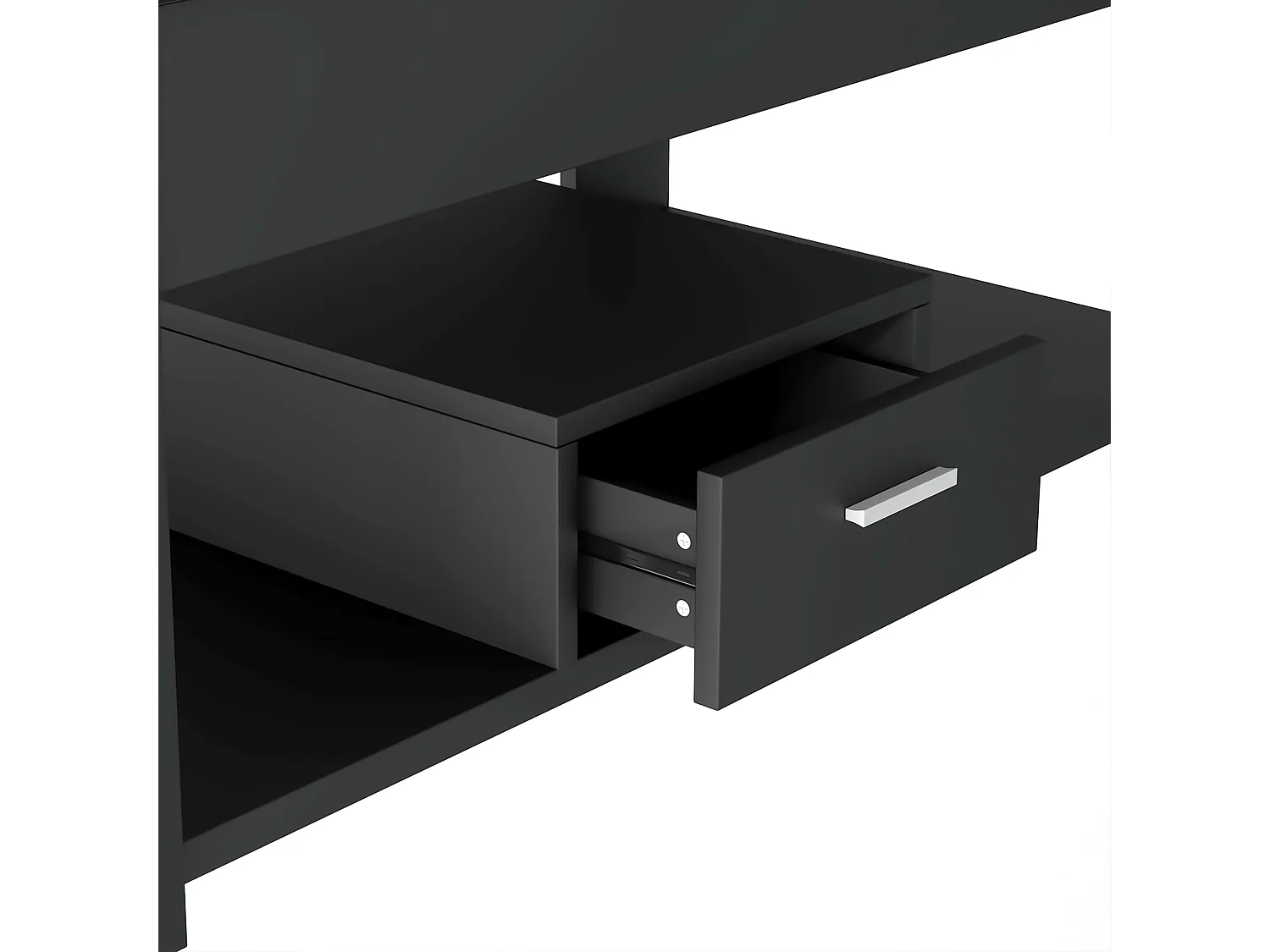 Salontafel met één lade - glazen blad - Zwart