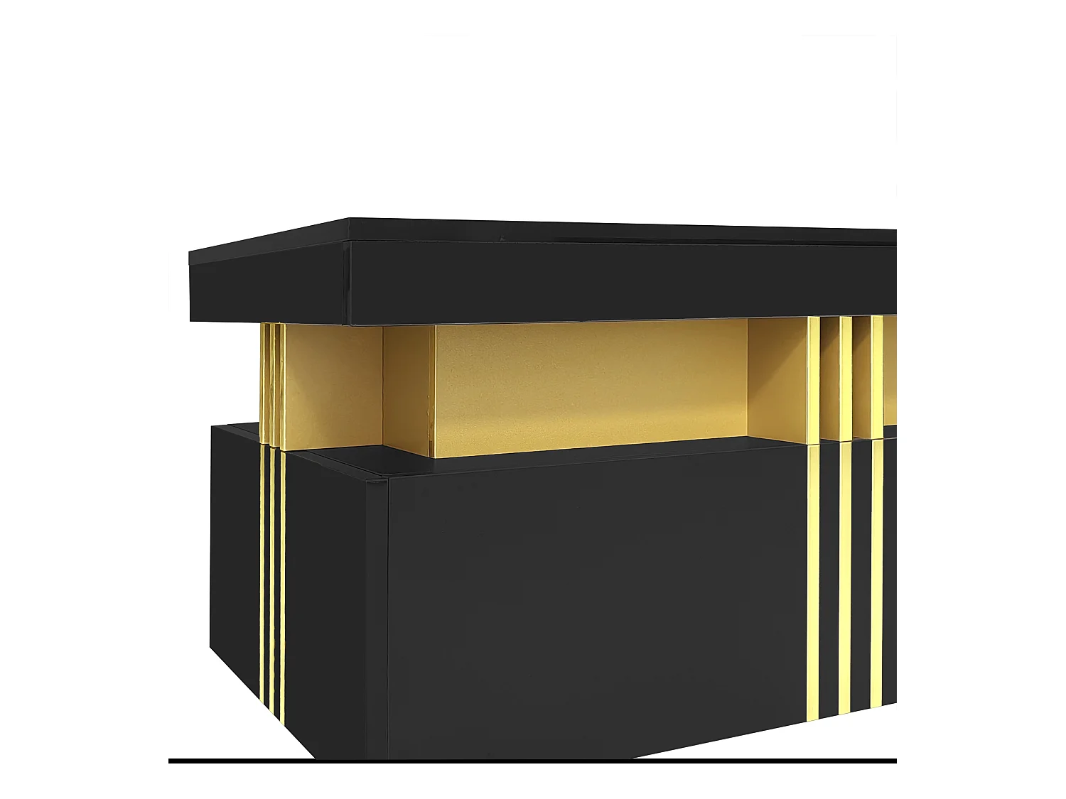 Mesa de centro con 2 cajones - tablero estampado de mármol - Estilo escandinavo - Negro