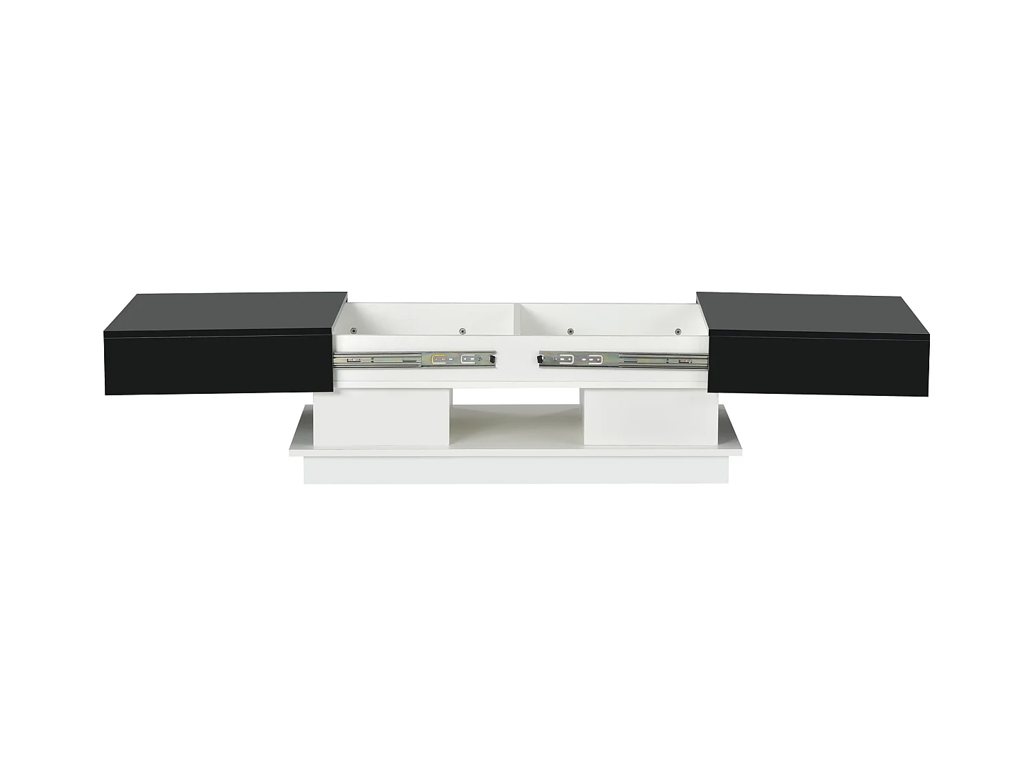 Table basse avec rangements - aspect brillant - Noir & Blanc