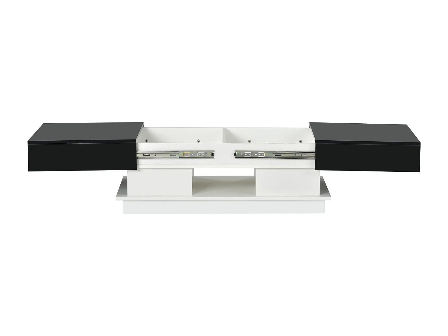 Table basse avec rangements - aspect brillant - Noir & Blanc