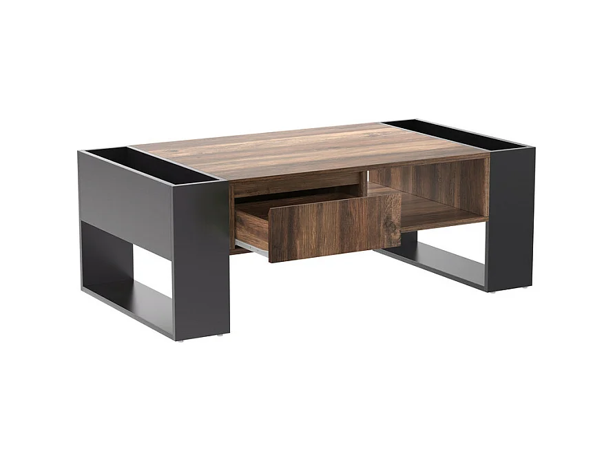 Salontafel met één lade - industriële stijl - Bruin & Zwart