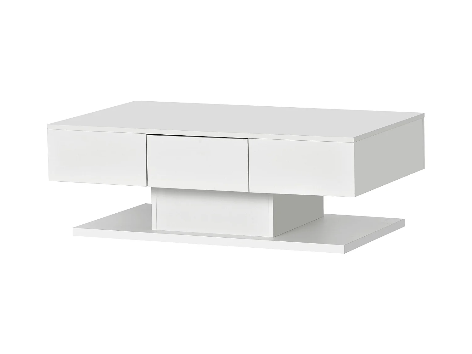 Table basse avec éclairage LED + 2 tiroirs - blanc