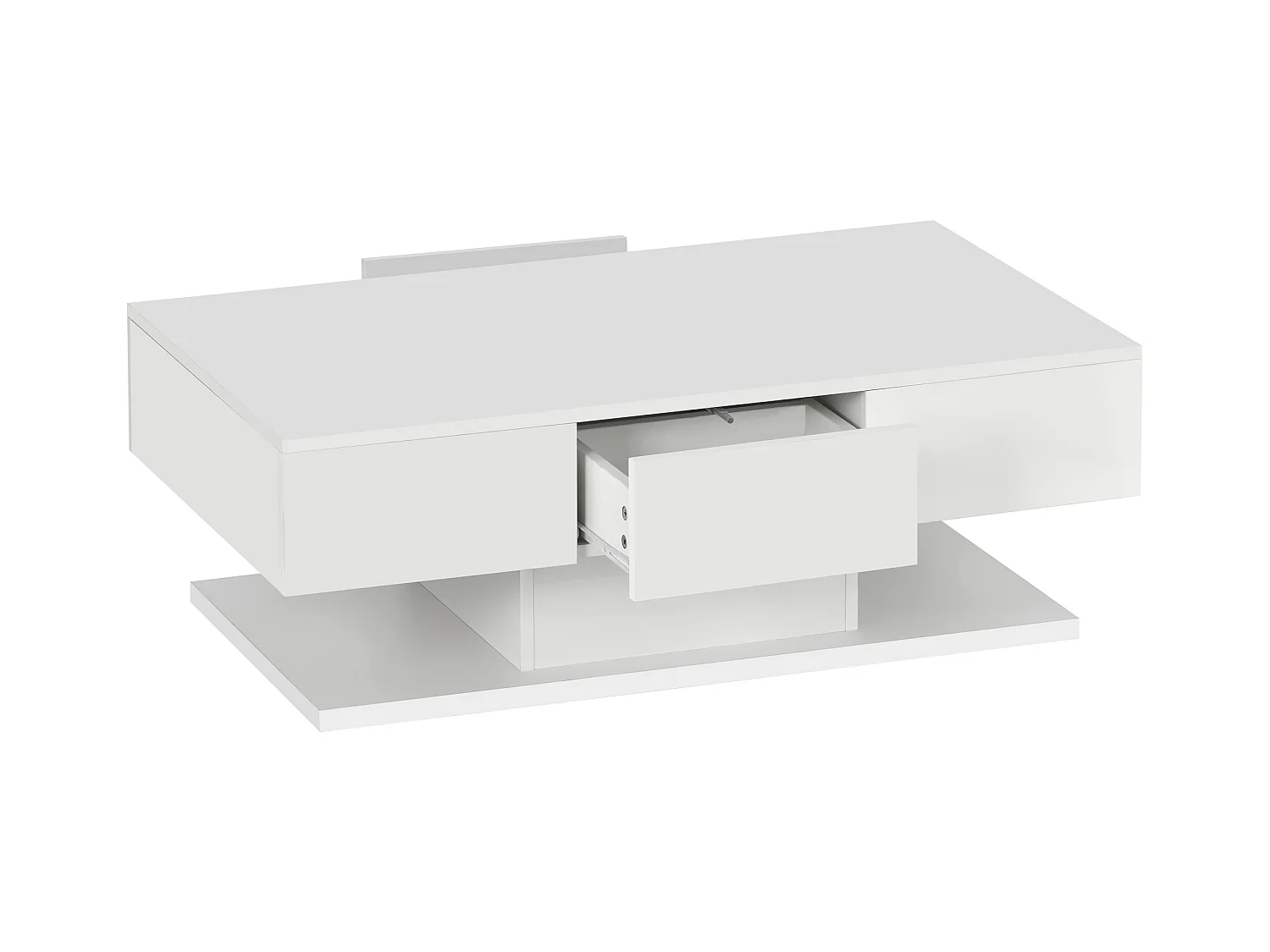 Table basse avec éclairage LED + 2 tiroirs - blanc