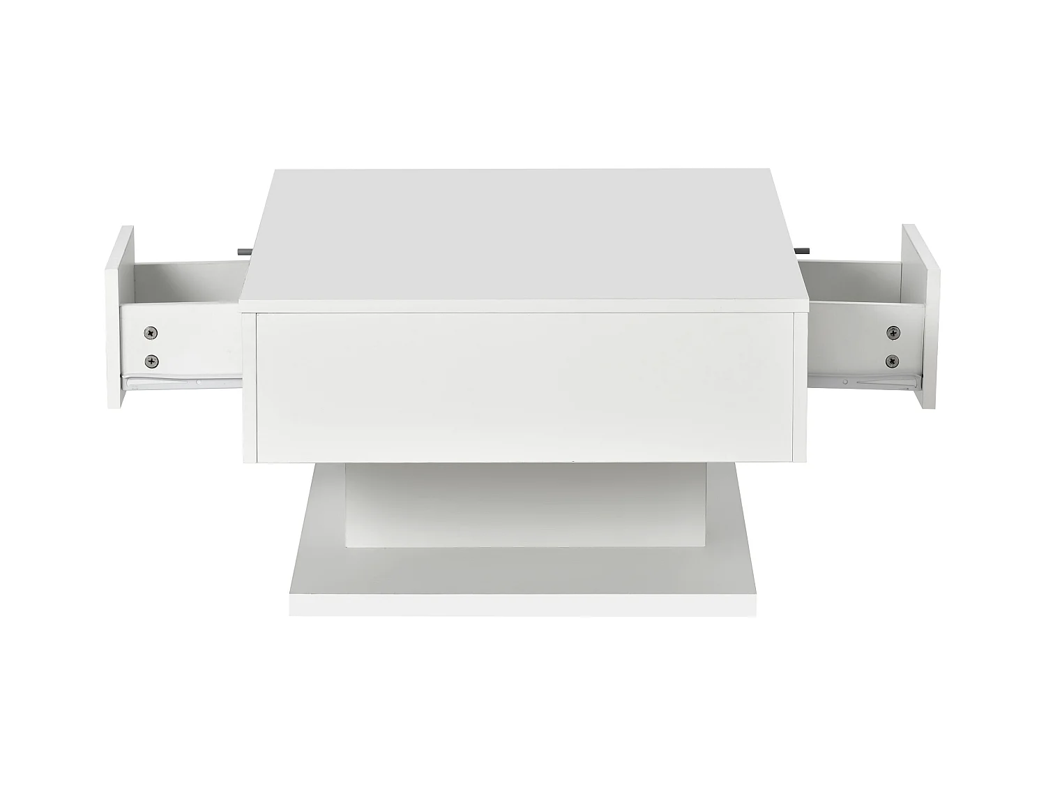 Table basse avec éclairage LED + 2 tiroirs - blanc