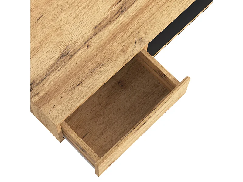 Table basse avec un tiroir et une niche - style industriel - Naturel