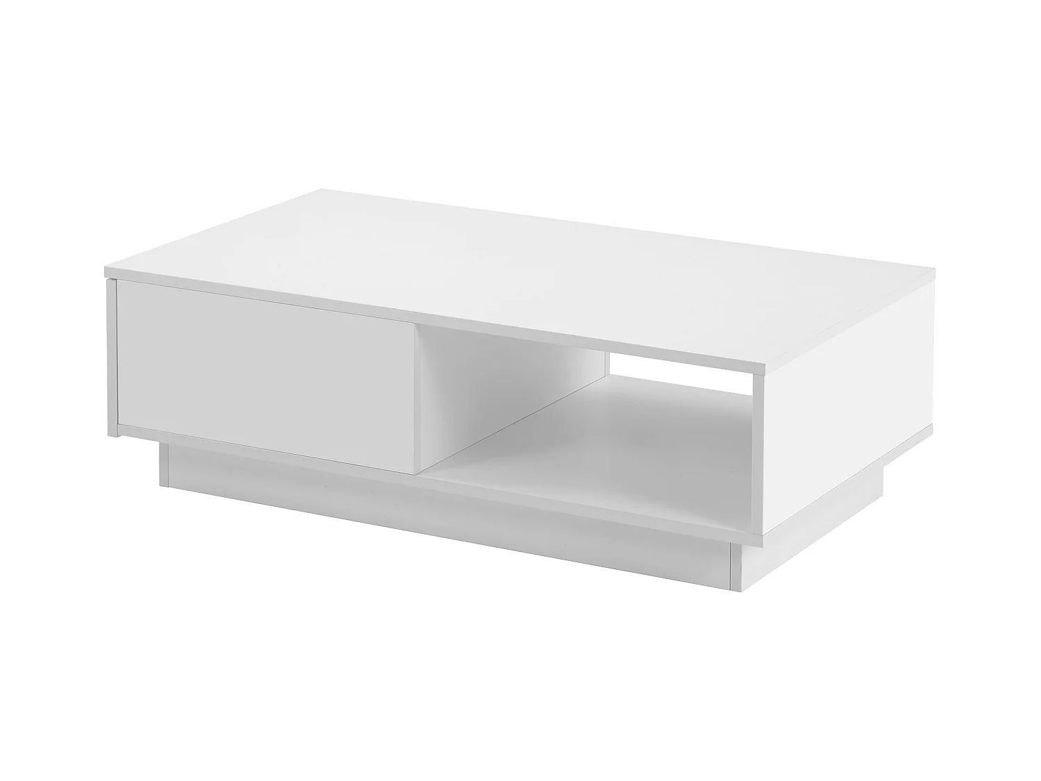 Table basse avec LED et tiroir - style contemporain - Blanc