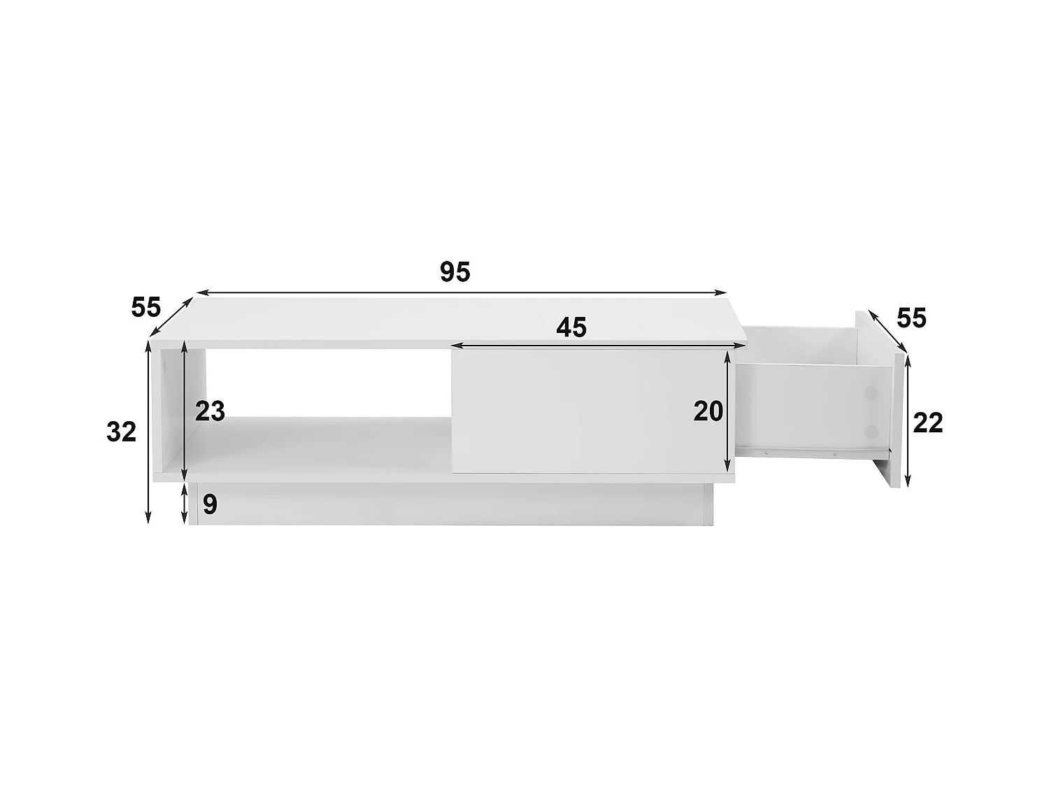 Salontafel met LED en lade - eigentijdse stijl - Wit