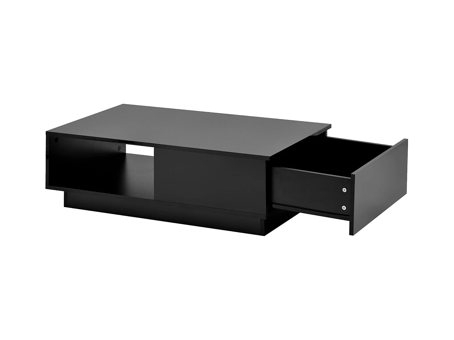 Couchtisch mit LED und Schublade für Wohnzimmer – zeitgenössischer Stil – schwarz