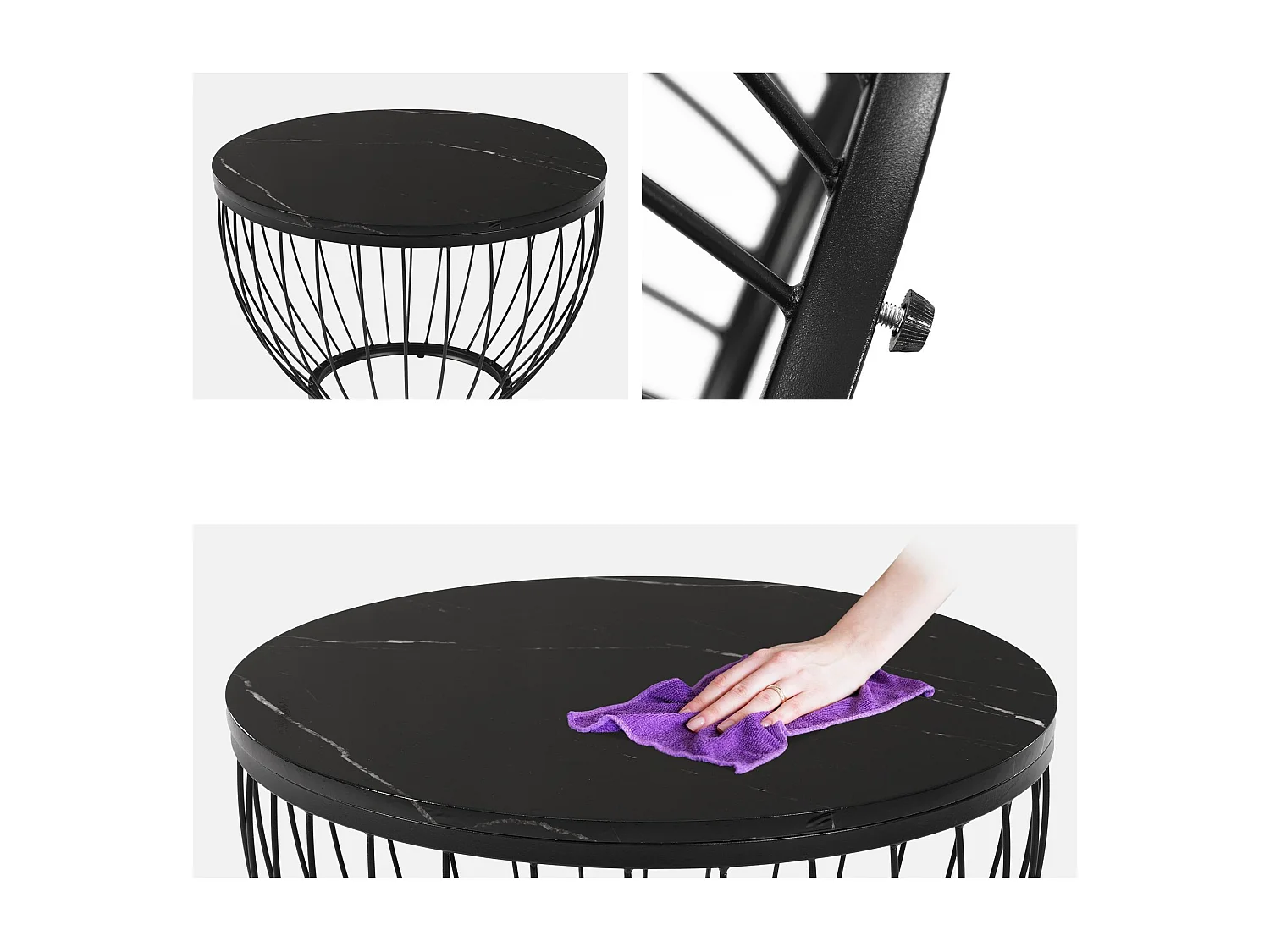 Couchtisch 2er-Set - Vogelnestform - Stahlkonstruktion - Schwarz