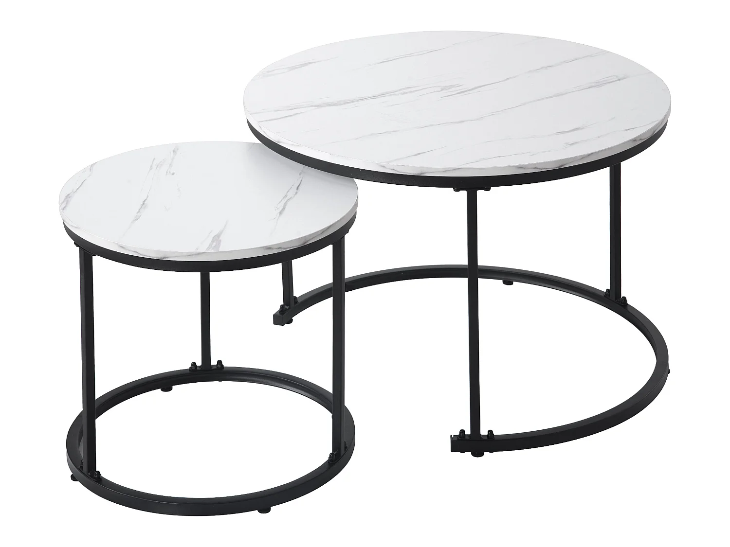 Couchtisch 2er-Set – Industriestil – Marmoroptik – Weiß