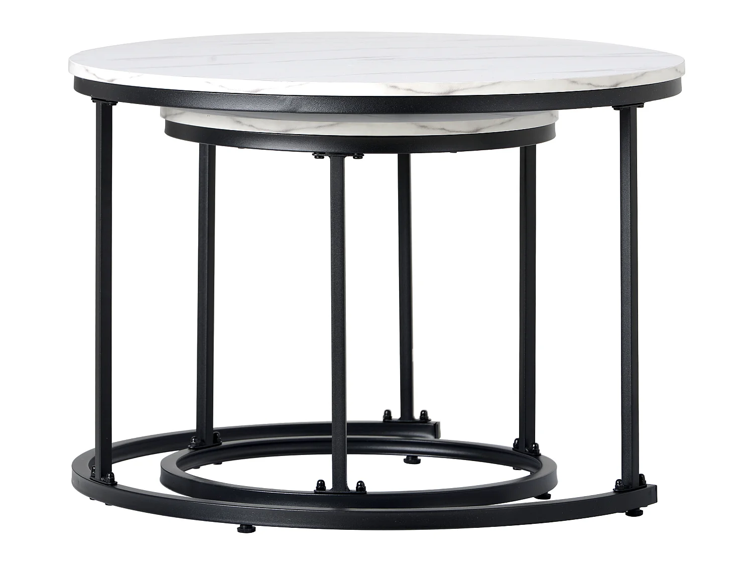 Couchtisch 2er-Set – Industriestil – Marmoroptik – Weiß