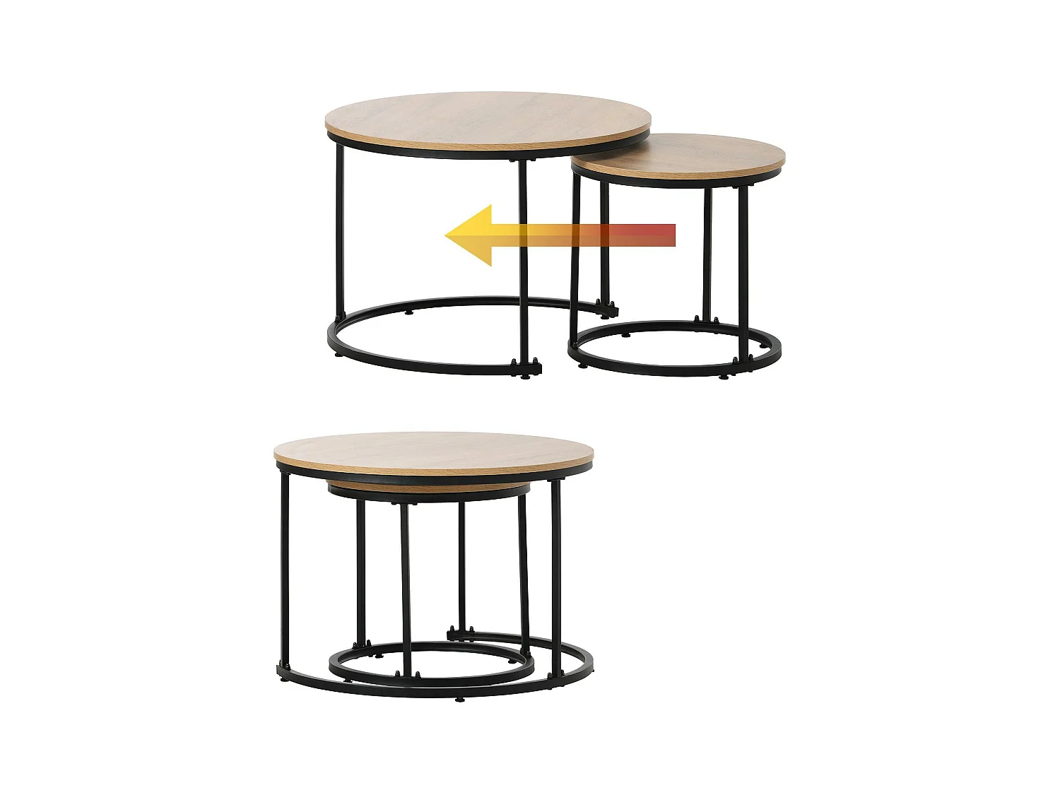 Couchtisch 2er-Set – Industriestil – Marmoroptik – Braun