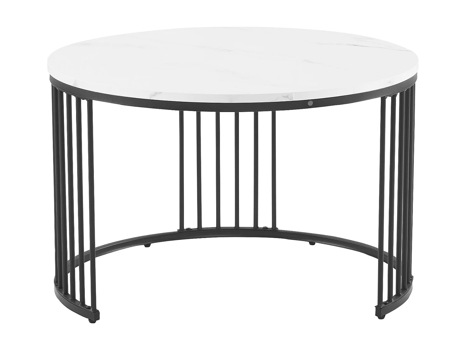 Lot de 2 tables basses gigognes - style scandinave - placage à motif de marbre - Noir