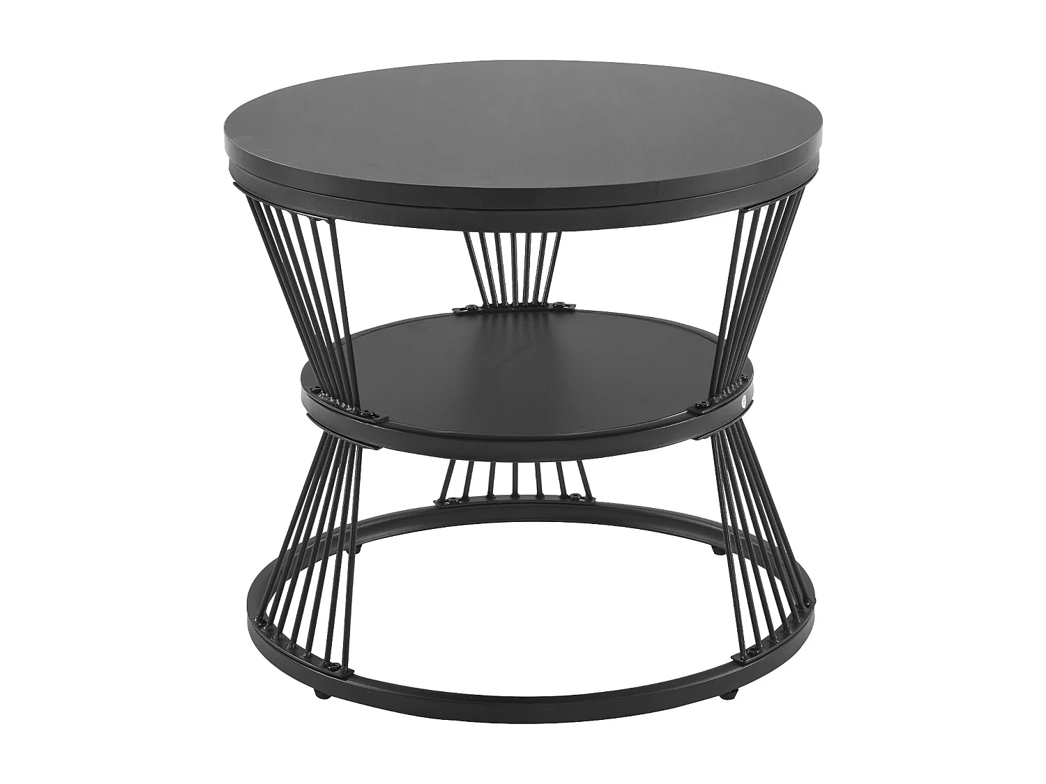 Lot de 2 tables basses gigognes - style scandinave - placage à motif de marbre - Noir