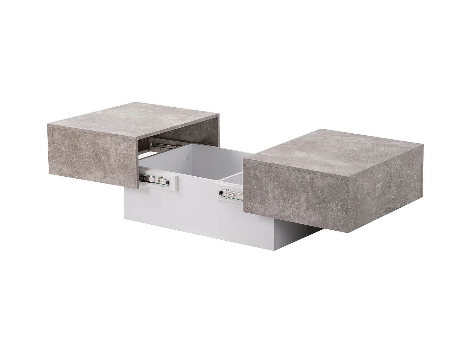 Table basse extensible avec coffre de rangement - table coulissante - Gris