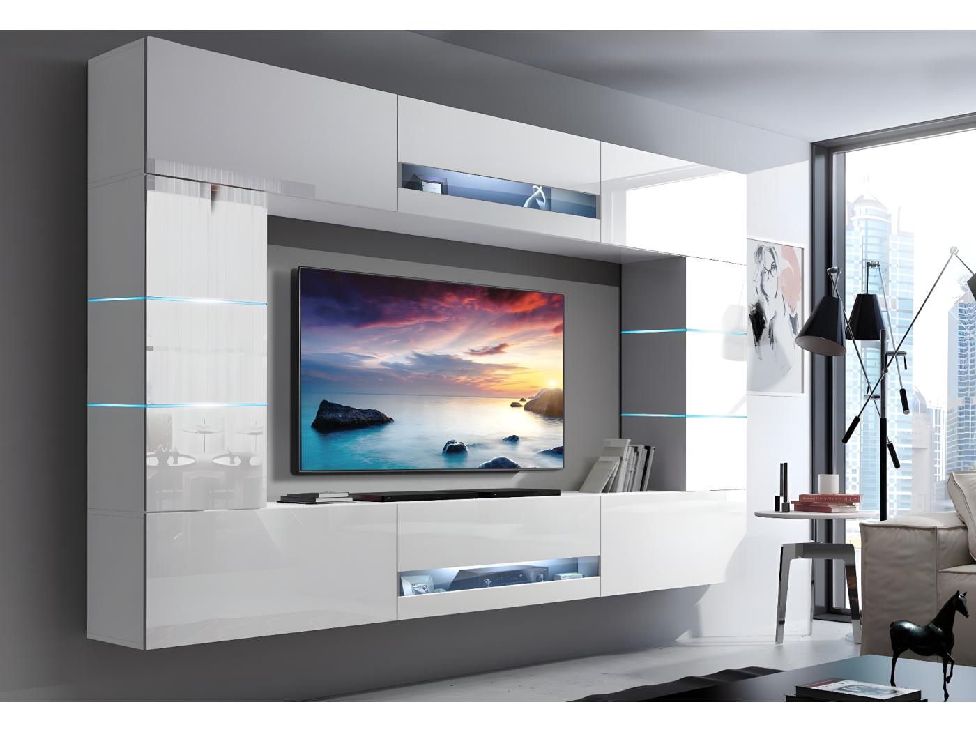 Ensemble meuble TV CONCEPT 6363HGW21B blanc brillant 273 x 35 x