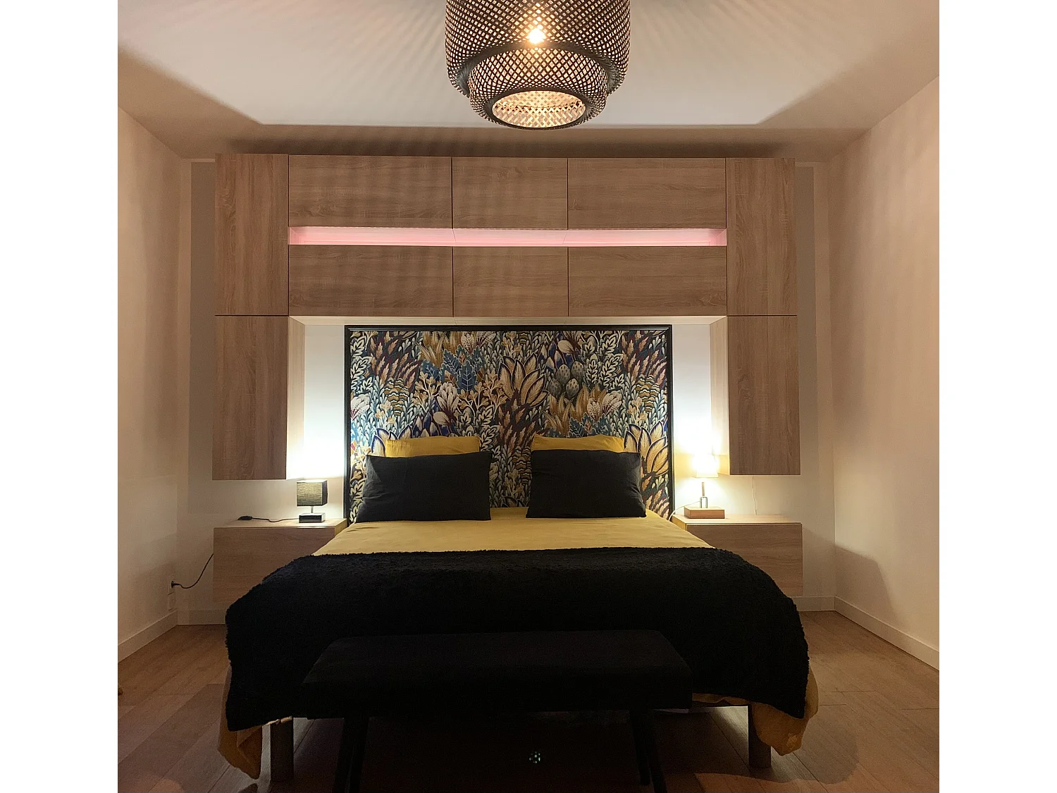 Tête de lit avec rangement Armoire - pont de lit PANAMA 7/M/S/5-1A chêne sonoma 323x213x35cm