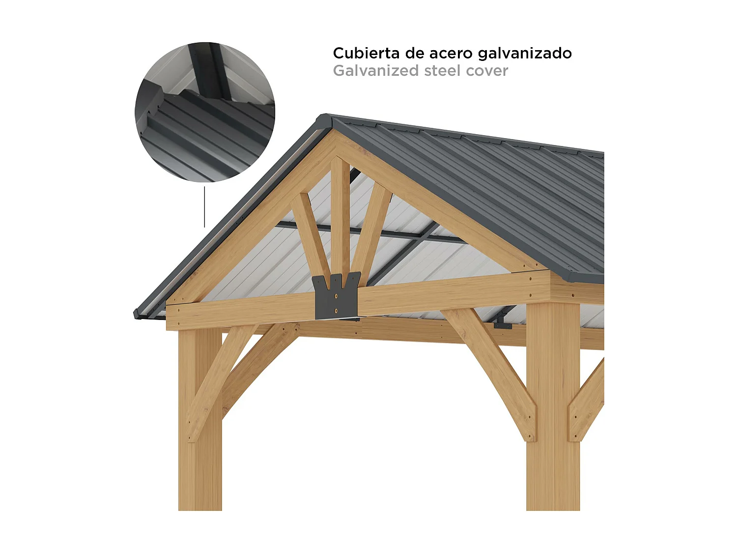 Pergola de Jardin Gardiun Fénix 12 m2 Extérieur 300x401x282 cm Bois stratifié | Piliers 14x14 cm | Couverture en acier | Fixation incluse