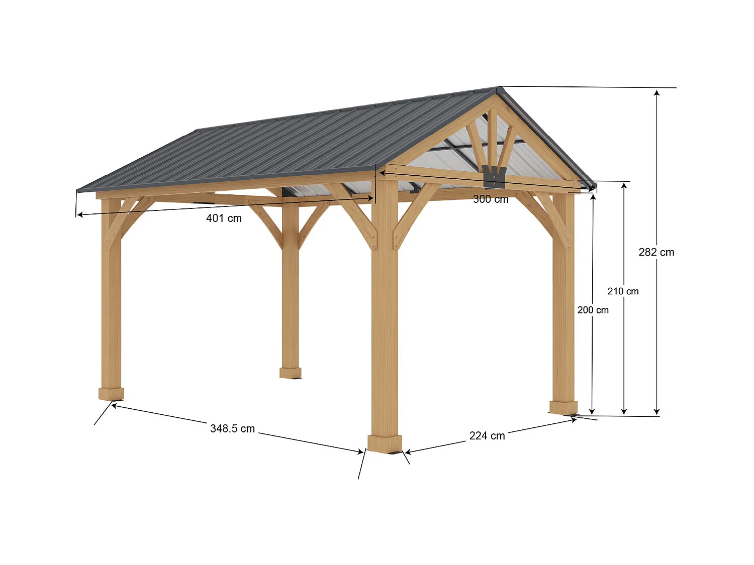 Pergola de Jardin Gardiun Fénix 12 m2 Extérieur 300x401x282 cm Bois stratifié | Piliers 14x14 cm | Couverture en acier | Fixation incluse