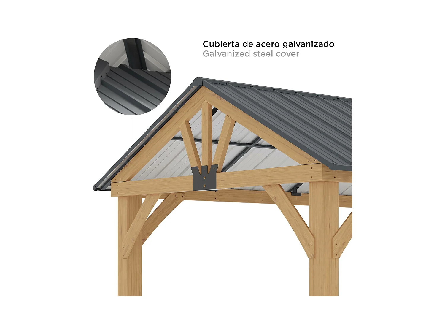 Pergola de Jardin Gardiun Fénix 12 m2 Extérieur 300x401x282 cm Bois stratifié | Piliers 14x14 cm | Couverture en acier | Fixation incluse