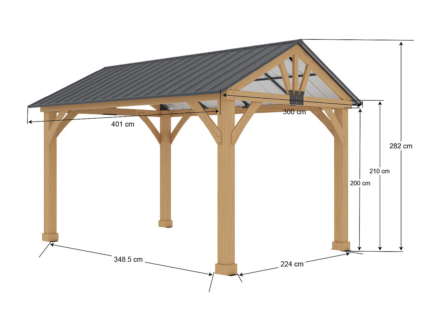 Pergola de Jardin Gardiun Fénix 12 m2 Extérieur 300x401x282 cm Bois stratifié | Piliers 14x14 cm | Couverture en acier | Fixation incluse