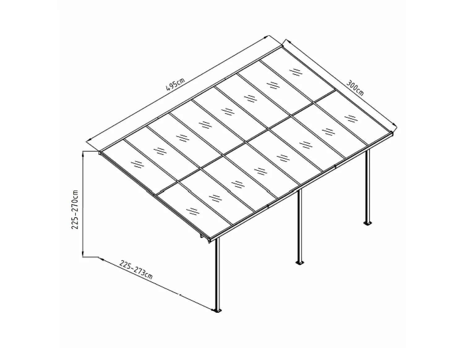 Pergola Gardiun Elliot - 15 m² 495x300x225/270 cm Aluminium et Polycarbonate