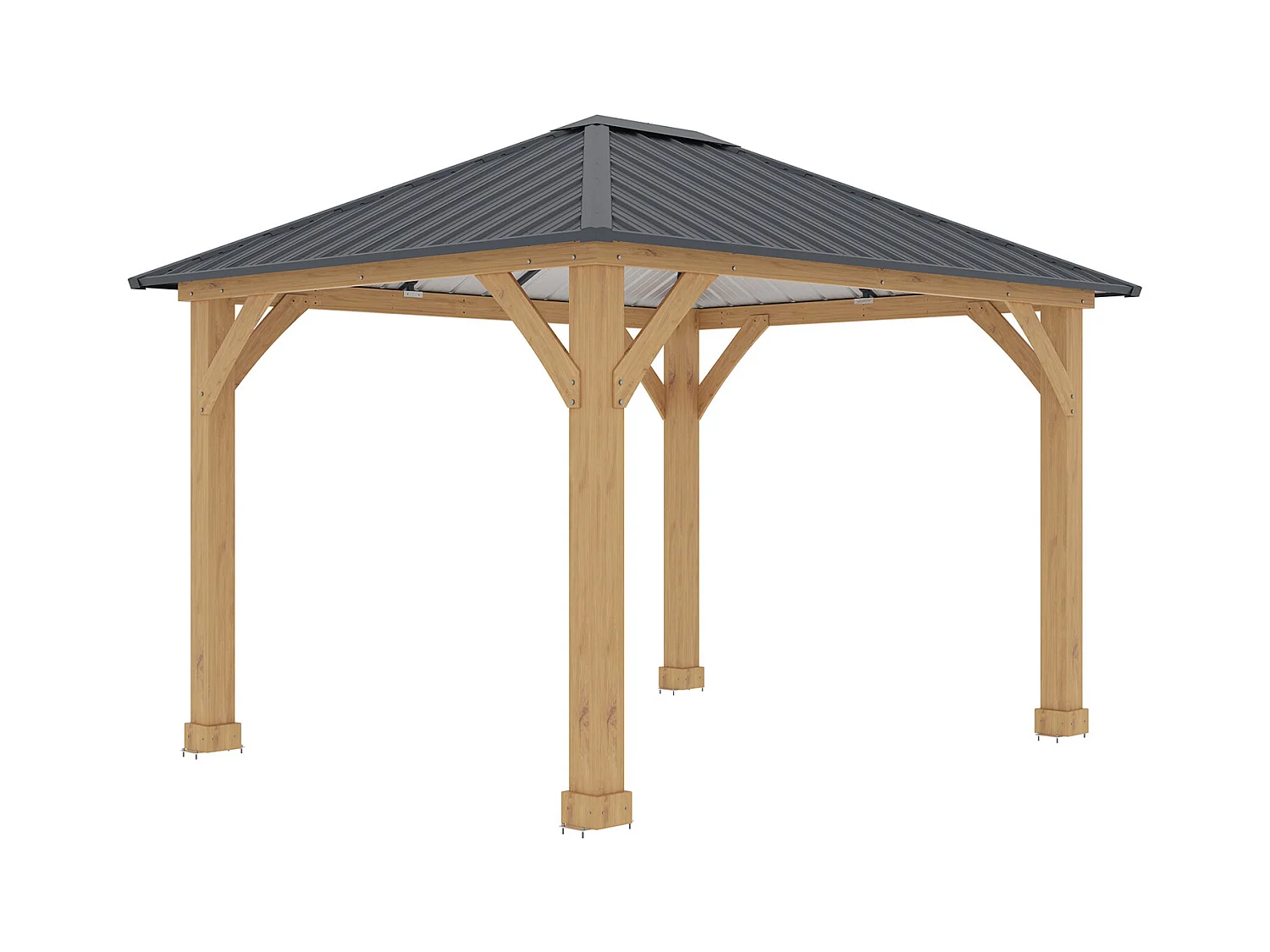 Pergola de Jardin Gardiun Tucson 10,72 m2 362x297x283 cm Bois stratifié | Piliers 14x14 cm | Couverture en acier | Fixation incluse