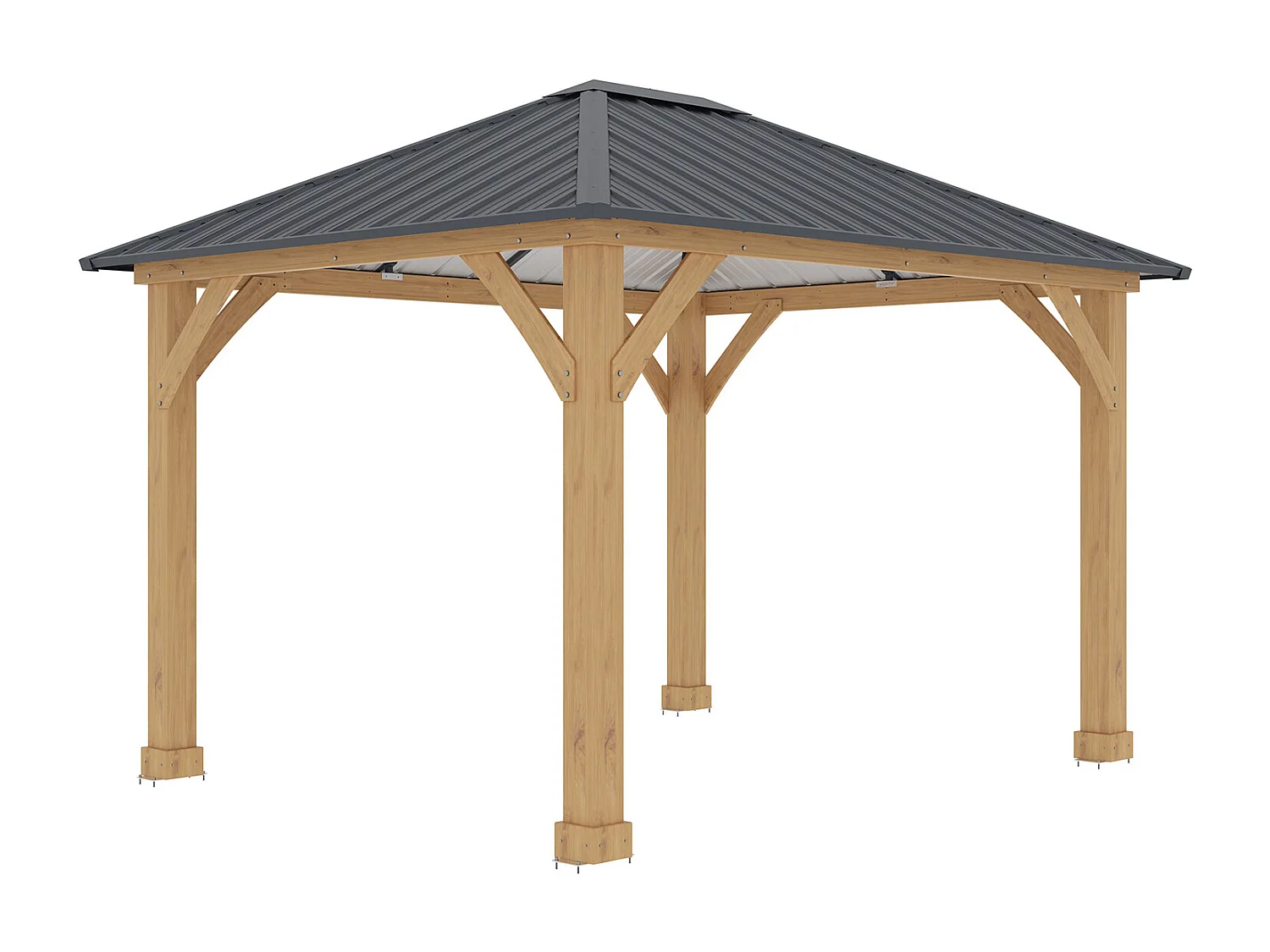Pergola de Jardin Gardiun Tucson 10,72 m2 362x297x283 cm Bois stratifié | Piliers 14x14 cm | Couverture en acier | Fixation incluse