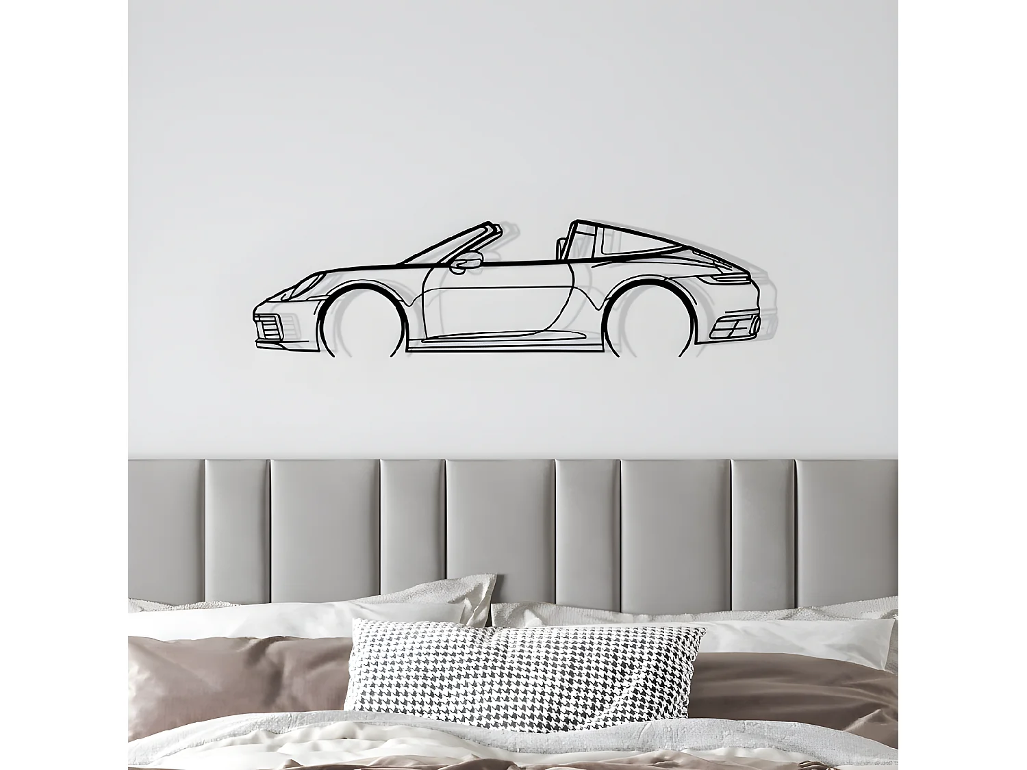 PORSCHE - 911 TARGA MOD 991  - DÉCORATION MURALE EN MÉTAL - Silhouette de voiture, Œuvre d'Art Iconique rétro et pour la Décoration d'Intérieur de vos murs - 100CM