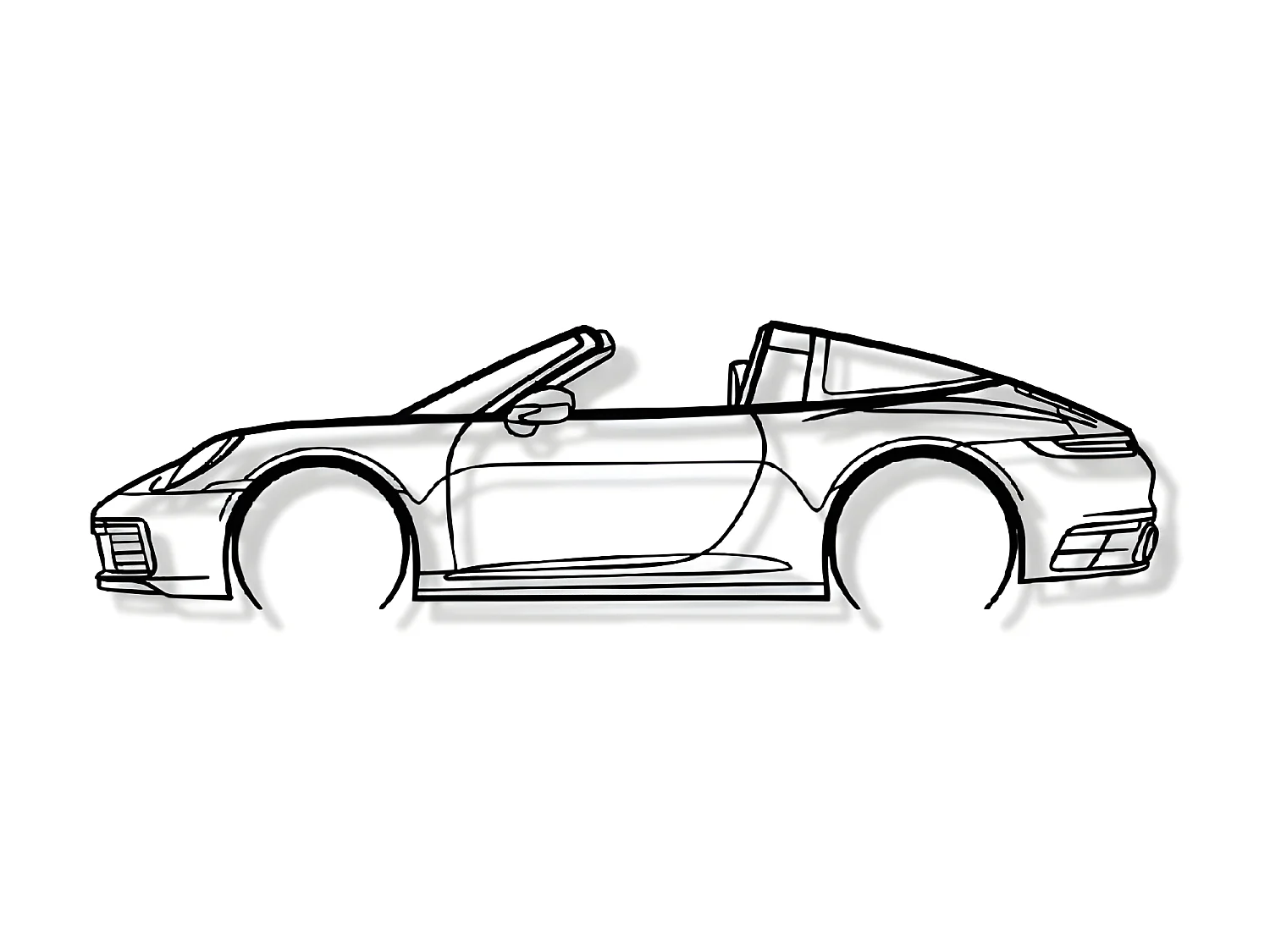 PORSCHE - 911 TARGA MOD 991  - DÉCORATION MURALE EN MÉTAL - Silhouette de voiture, Œuvre d'Art Iconique rétro et pour la Décoration d'Intérieur de vos murs - 100CM