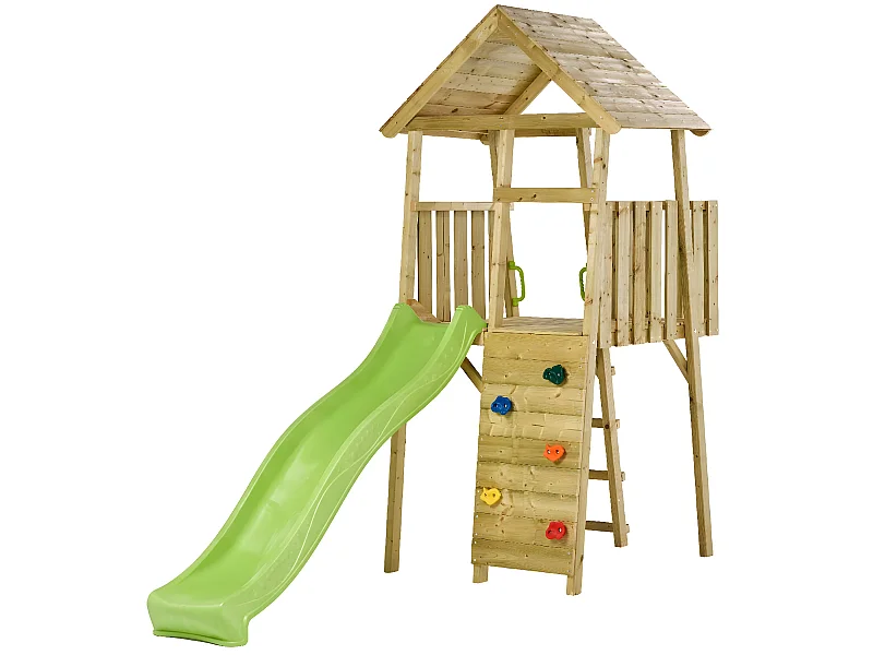 KANGUI Tour de jeux en bois Wiki - Toboggan, mur d'escalade, cabane, échelle