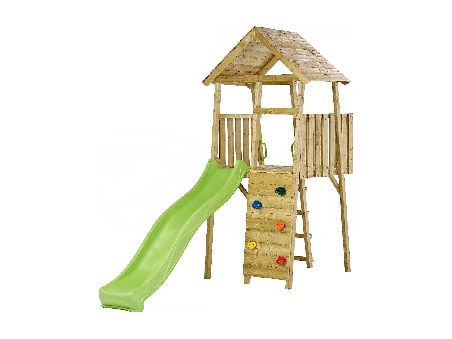 Kangui - Tour de jeux en bois WIKI - Toboggan, mur d'escalade, cabane, échelle