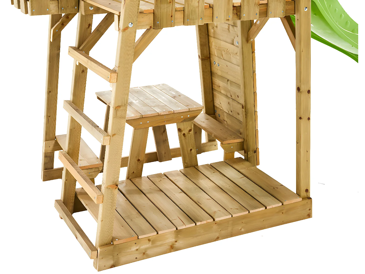 KANGUI Tour de jeux bois Wiki - Toboggan, mur d'escalade, cabane, échelle, table et bac à sable