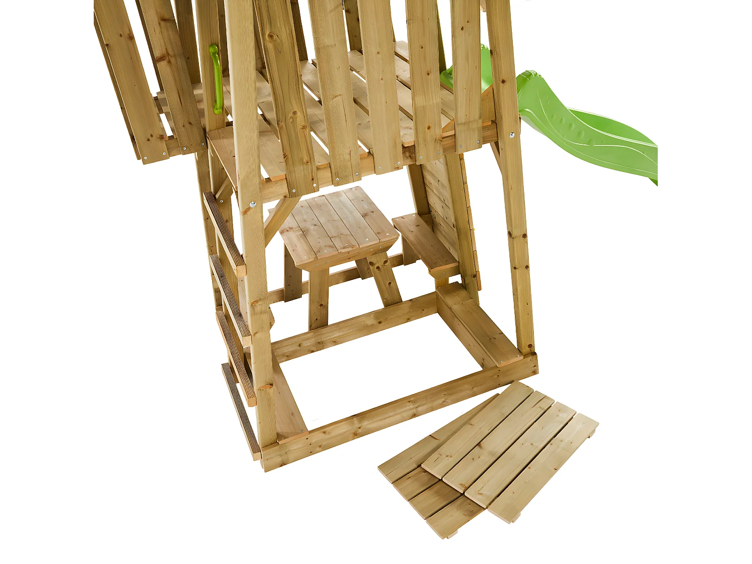 KANGUI Tour de jeux bois Wiki - Toboggan, mur d'escalade, cabane, échelle, table et bac à sable