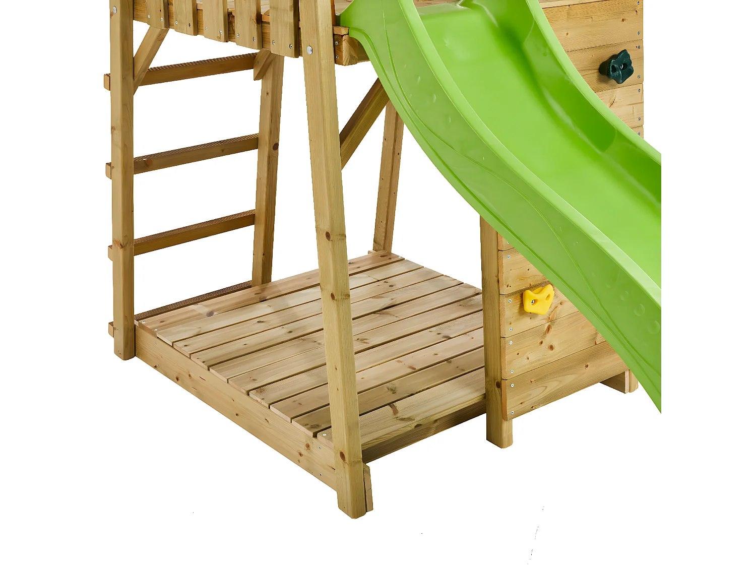 KANGUI Tour de jeux en bois Wiki - Toboggan, mur d'escalade, cabane, échelle et grand bac à sable