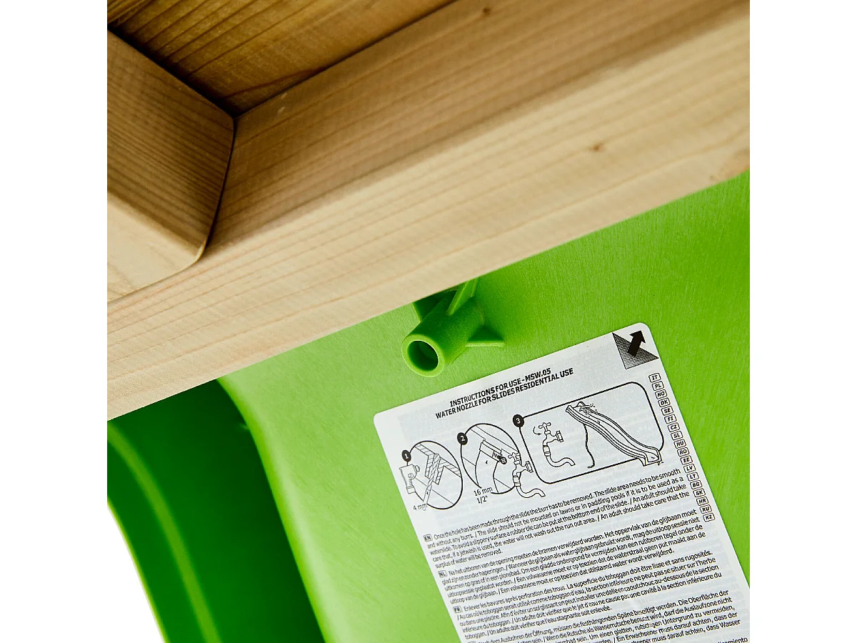 Kangui - Maison de jardin enfant extérieur - Cabane en Bois avec plateforme et toboggan - Toit étanche - Vert et Blanc