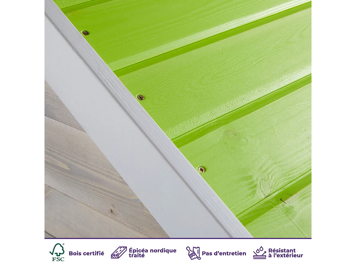 Kangui - Maisonnette Enfant Extérieur en Bois TINNI avec Plateforme et Toboggan - Toit Étanche - Vert & Blanc