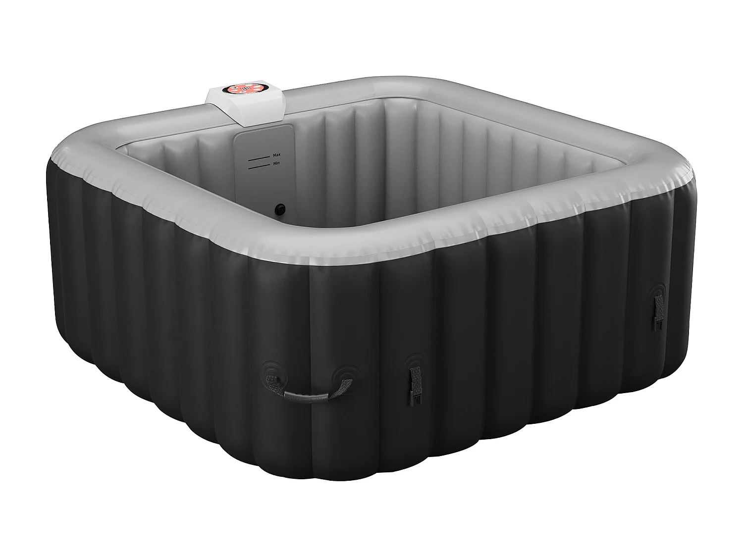 Aufblasbarer Whirlpool für 4 Personen - quadratisch - 154 x 154 x 65 cm - 120 Wasserdüsen - Schwarz & Grau - B-COSY II