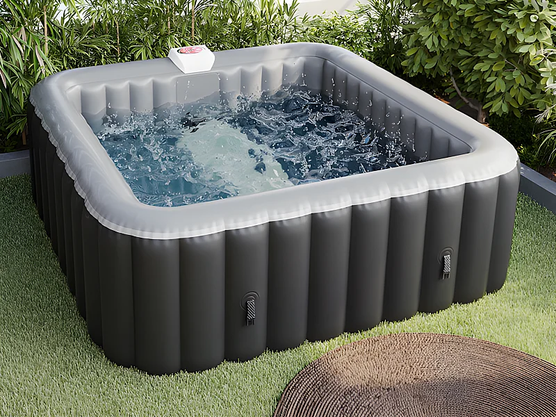 SPA dmuchane kwadratowe dla 6 osób B-COSY - Dł.185 x Gł.185 x Wys.65 cm - 140 dysz powietrznych - Kolo czarny i szary
