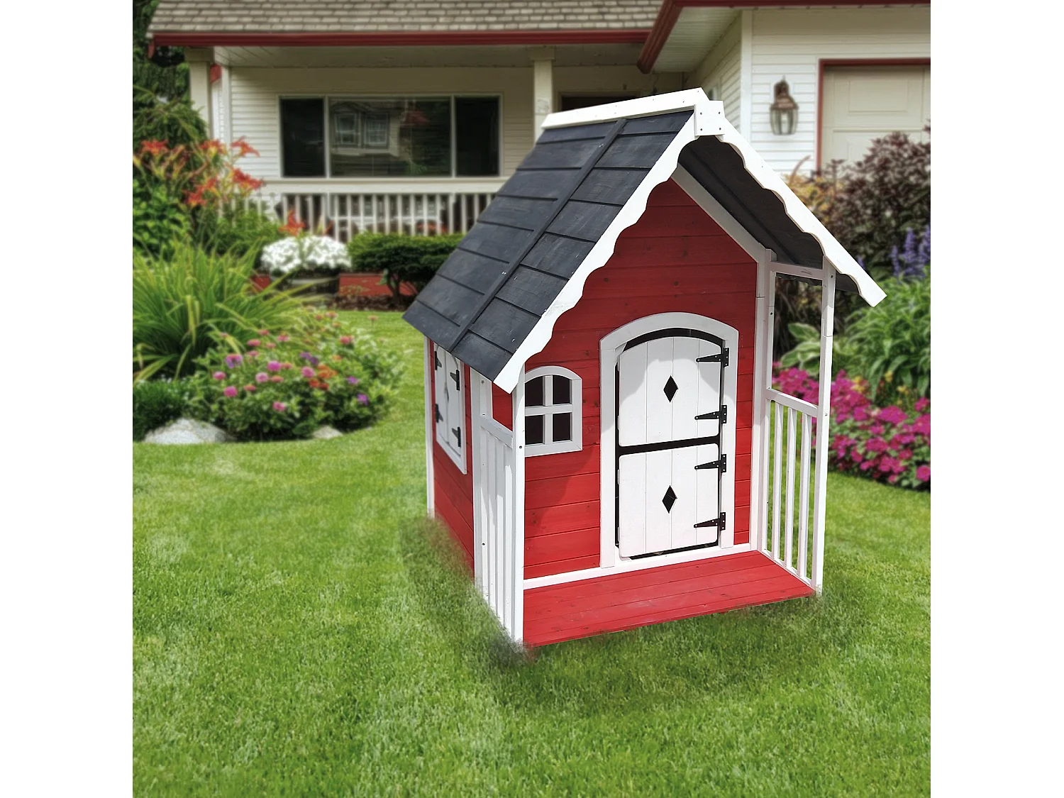 Casita Infantil de Madera Outdoor Toys Anny 1,56 m² 118,5x126,5x150 cm con Barandilla