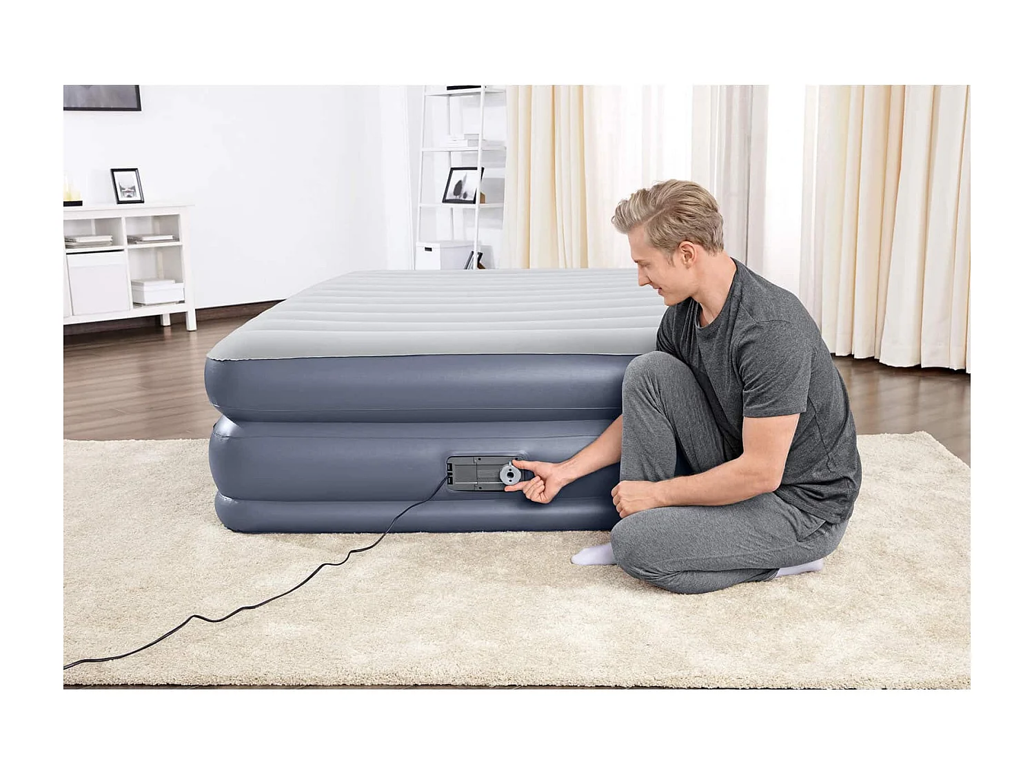 Cama Hinchable Doble Bestway Tritech 203x152x51 cm Con Inflador Eléctrico Integrado