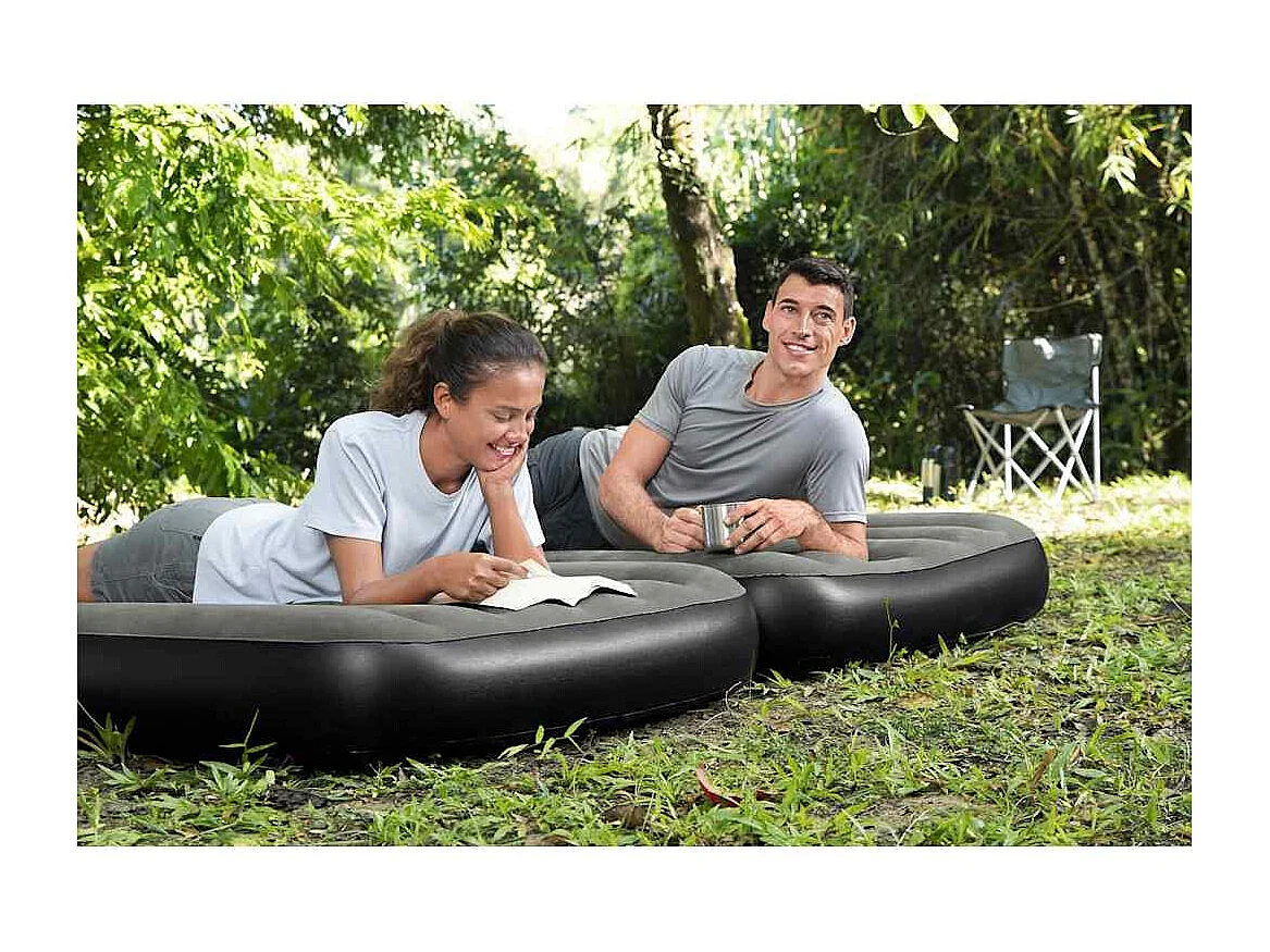 Colchão insuflável 3 em 1 188x99x25 cm preto e cinzento