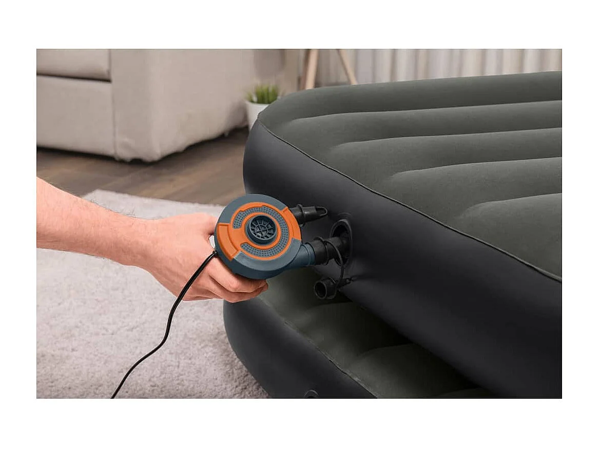 Colchão insuflável 3 em 1 188x99x25 cm preto e cinzento