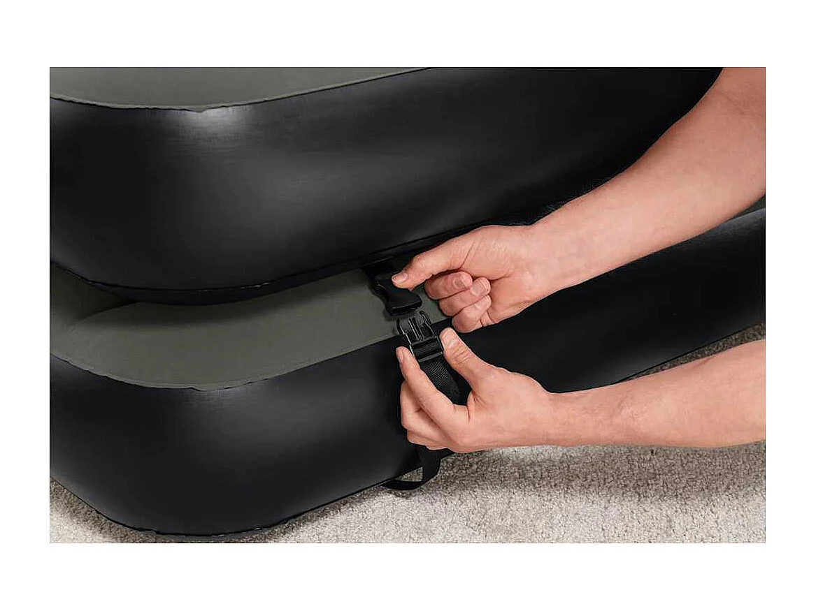 Colchão insuflável 3 em 1 188x99x25 cm preto e cinzento