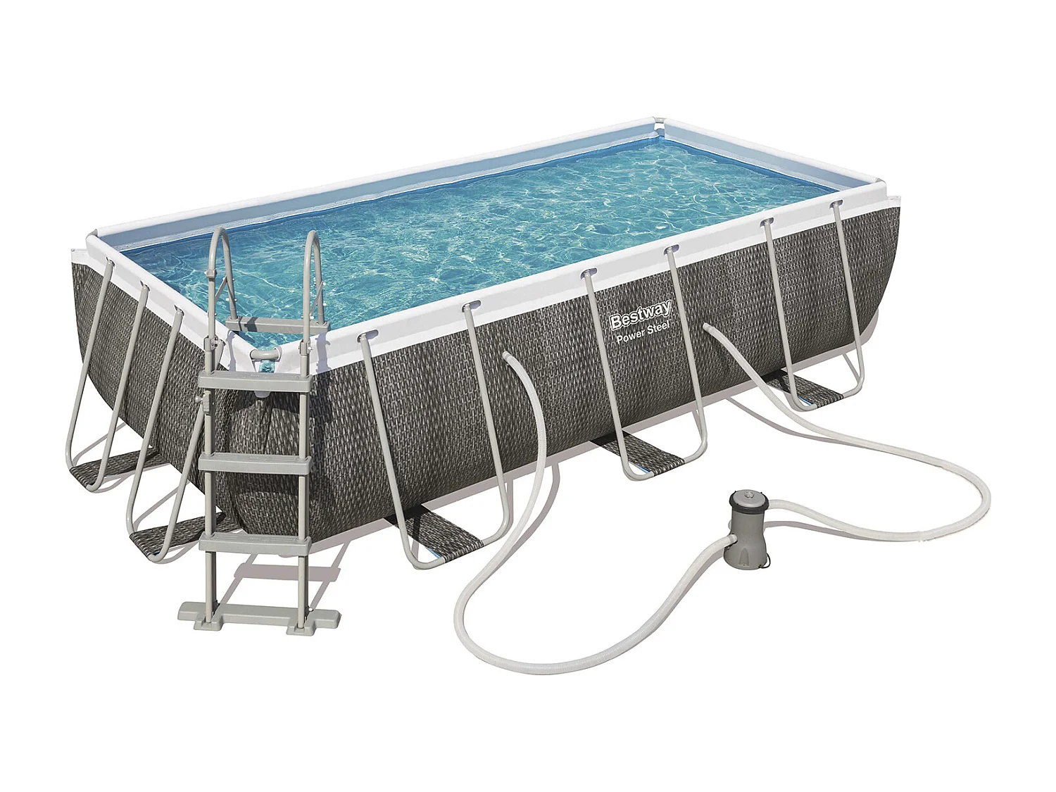 Piscina Desmontable Tubular Bestway Power Steel 404x201x100 cm Depuradora de Cartucho de 2.006 L/H Con Escalera Diseño Ratán