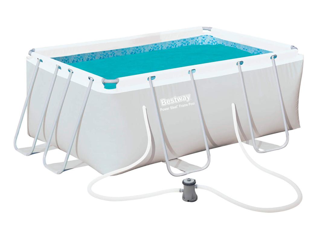 Piscina Fuori Terra Rettangolare Bestway Power Steel con Pompa Filtro a Cartuccia 287x201x100 cm