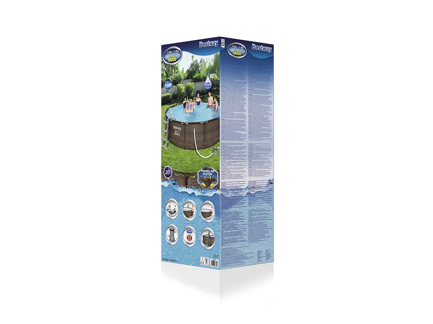 Piscine Hors-Sol Tubulaire Bestway Steel Pro Max Design Rotin 366x100 cm Filtre à Cartouche de 2.006 litres/heure